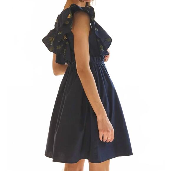 NEW ODDI bloom poplin mini dress in navy midnight - Picture 2 of 5